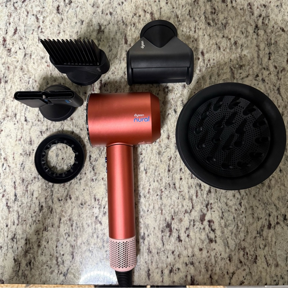 Dyson Hair Dryer Set in Metallic Red and Black